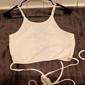 Active USA Cream Ribbed Crop Top